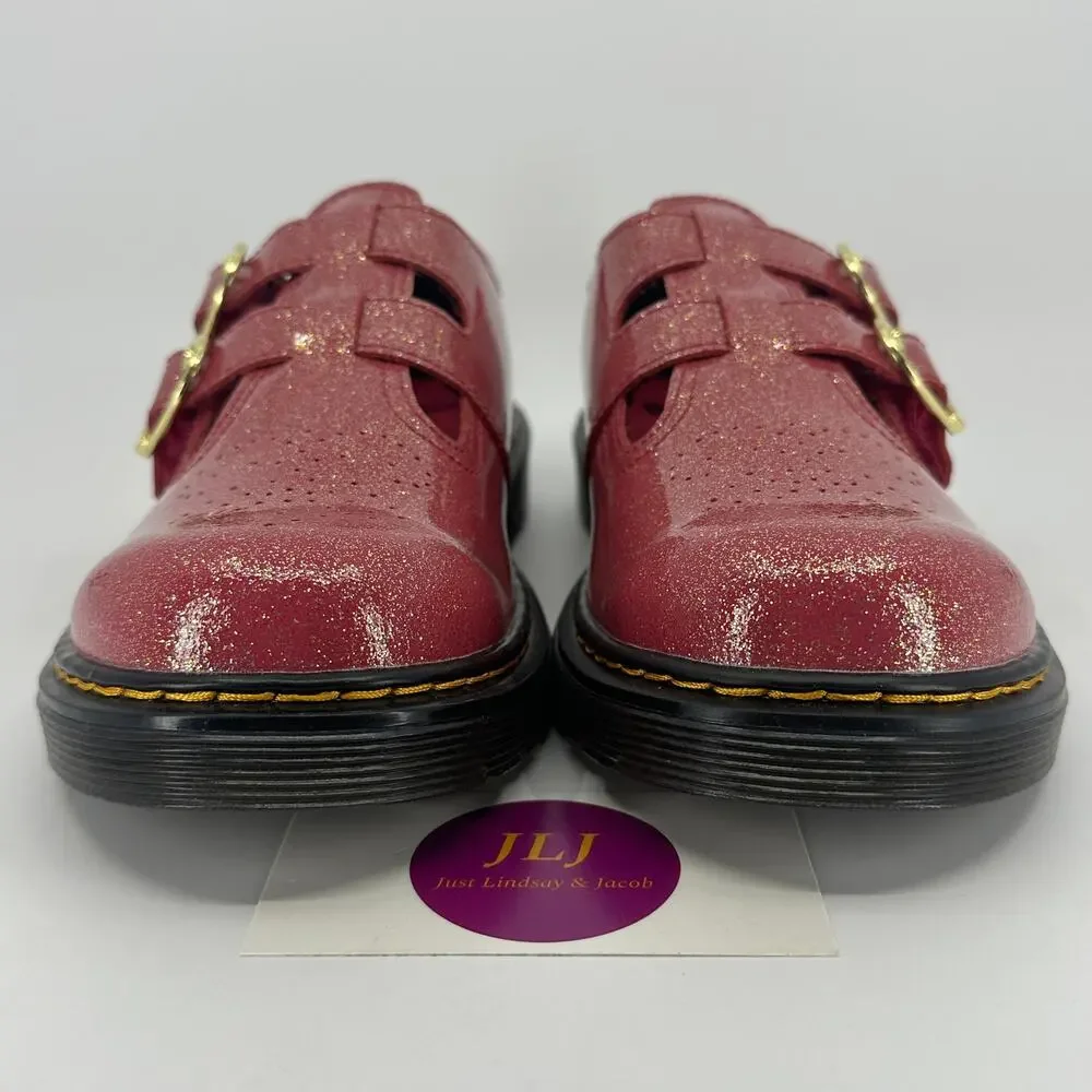 Dr. Martens Women's 8065 Fuchsia Glitter Patent Mary Jane Shoes 8065Y Size 6